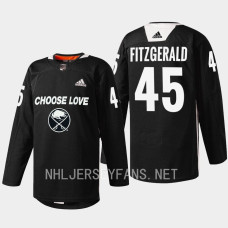 Casey Fitzgerald Buffalo Sabres Choose Love Night 2023 Black #45 Jersey Warm-up