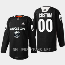 Custom Buffalo Sabres Choose Love Night 2023 Black #00 Jersey Warm-up