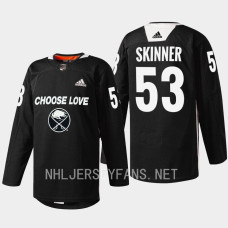 Jeff Skinner Buffalo Sabres Choose Love Night 2023 Black #53 Jersey Warm-up