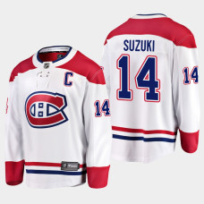 Montreal Canadiens Nick Suzuki 2023 Captain Patch White #14 Jersey Away