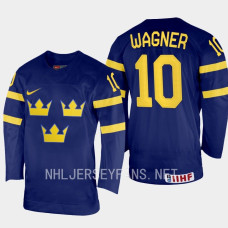 Fabian Wagner 2023 IIHF World Junior Championship Sweden Jersey Navy #10 Uniform