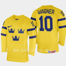 Sweden #10 Fabian Wagner 2023 IIHF World Junior Championship Yellow Home Jersey