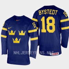 Filip Bystedt 2023 IIHF World Junior Championship Sweden Jersey Navy #18 Uniform