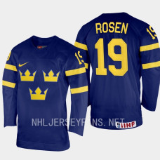 Isak Rosen 2023 IIHF World Junior Championship Sweden Jersey Navy #19 Uniform