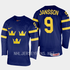 Ludvig Jansson 2023 IIHF World Junior Championship Sweden Jersey Navy #9 Uniform