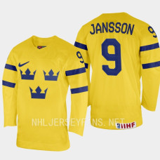 Sweden #9 Ludvig Jansson 2023 IIHF World Junior Championship Yellow Home Jersey