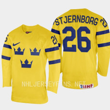 Sweden #26 Victor Stjernborg 2023 IIHF World Junior Championship Yellow Home Jersey