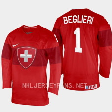 Alessio Beglieri 2023 IIHF World Junior Championship Switzerland Jersey Red #1 Uniform