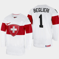 Switzerland #1 Alessio Beglieri 2023 IIHF World Junior Championship White Jersey