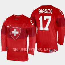 Attilio Biasca 2023 IIHF World Junior Championship Switzerland Jersey Red #17 Uniform