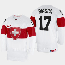 Switzerland #17 Attilio Biasca 2023 IIHF World Junior Championship White Jersey