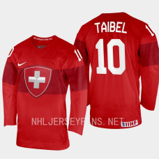 Jonas Taibel 2023 IIHF World Junior Championship Switzerland Jersey Red #10 Uniform