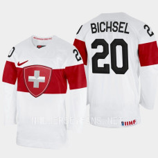 Switzerland #20 Lian Bichsel 2023 IIHF World Junior Championship White Jersey