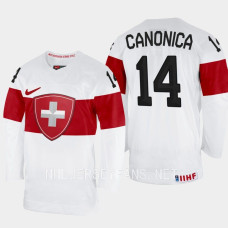 Switzerland #14 Lorenzo Canonica 2023 IIHF World Junior Championship White Jersey