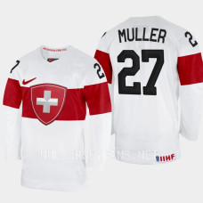 Switzerland #27 Miles Muller 2023 IIHF World Junior Championship White Jersey