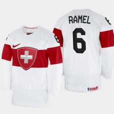 Switzerland #6 Mischa Ramel 2023 IIHF World Junior Championship White Jersey