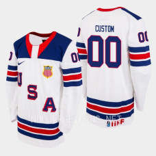 custom 2023 IIHF World Junior Championship USA Jersey White #00 Uniform