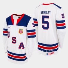 Gavin Brindley 2023 IIHF World Junior Championship USA Jersey White #5 Uniform