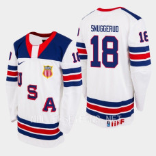 Jimmy Snuggerud 2023 IIHF World Junior Championship USA Jersey White #18 Uniform