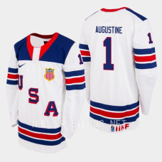 Trey Augustine 2023 IIHF World Junior Championship USA Jersey White #1 Uniform