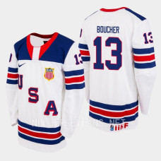 Tyler Boucher 2023 IIHF World Junior Championship USA Jersey White #13 Uniform