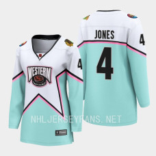 Chicago Blackhawks Seth Jones #4 White 2023 NHL All-Star Western Conference Jersey Women