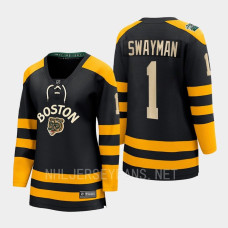 Boston Bruins Jeremy Swayman #1 Black 2023 Winter Classic Breakaway Jersey Women