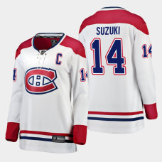 Montreal Canadiens Nick Suzuki #14 White 2023 Captain Patch Away Jersey Women