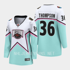 Vegas Golden Knights Logan Thompson #36 White NHL All-Star Western Conference Jersey Women With 2023 Stanley Cup Patch