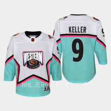 Youth Arizona Coyotes Clayton Keller #9 2023 NHL All-Star Western Conference Premier Jersey White