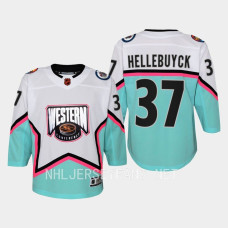 Youth Winnipeg Jets Connor Hellebuyck #37 2023 NHL All-Star Western Conference Premier Jersey White