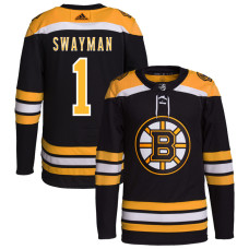 Men's Boston Bruins Swayman,Jeremy - 1 Black Home Primegreen Replica Jersey