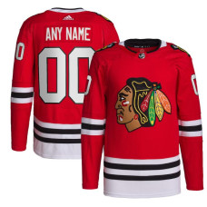 Men's CUSTOM Chicago Blackhawks Red Home Primegreen Replica Jersey