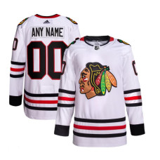 Men's CUSTOM Chicago Blackhawks White Away Primegreen Authentic Jersey