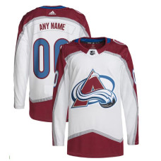 Men's CUSTOM Colorado Avalanche White Away Breakaway Authentic Jersey