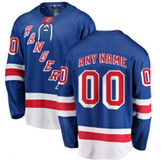 Men's CUSTOM New York Rangers Blue Home Breakaway Authentic Jersey