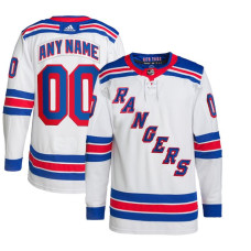 Men's CUSTOM New York Rangers White Away Breakaway Authentic Jersey