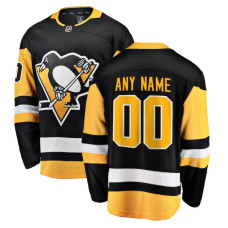 Men's CUSTOM Pittsburgh Penguins Black Home Breakaway Replica Jersey