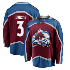 Youth Colorado Avalanche Johnson-Jack - 3 Maroon Home Breakaway Replica Jersey