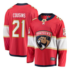 Men's Florida Panthers Cousins,Nick - 21 Red Home Breakaway Replica Jersey with 2024 Stanley Cup Champions patch