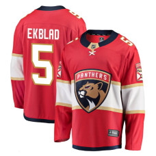 Men's Florida Panthers Ekblad,Aaron - 5 Red Home Breakaway Replica Jersey with 2024 Stanley Cup Champions patch