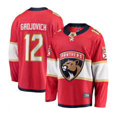 Men's Florida Panthers Gadjovich,Jonah - 12 Red Home Breakaway Replica Jersey with 2024 Stanley Cup Champions patch