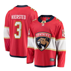 Men's Florida Panthers Kiersted,Matt - 3 Red Home Breakaway Replica Jersey with 2024 Stanley Cup Champions patch