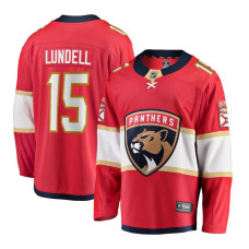 Youth Florida Panthers Lundell,Anton - 15 Red Home Breakaway Replica Jersey with 2024 Stanley Cup Champions patch