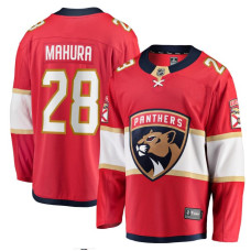 Youth Florida Panthers Mahura,Josh - 28 Red Home Breakaway Replica Jersey with 2024 Stanley Cup Champions patch