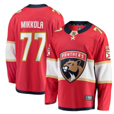 Men's Florida Panthers Mikkola,Niko - 77 Red Home Breakaway Replica Jersey with 2024 Stanley Cup Champions patch