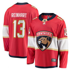 Men's Florida Panthers Reinhart,Sam - 13 Red Home Breakaway Authentic Jersey with 2024 Stanley Cup Champions patch