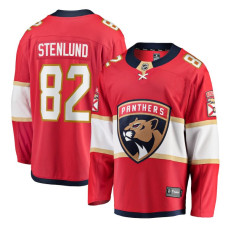 Men's Florida Panthers Stenlund,Kevin - 82 Red Home Breakaway Authentic Jersey with 2024 Stanley Cup Champions patch