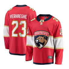 Men's Florida Panthers Verhaeghe,Carter - 23 Red Home Breakaway Replica Jersey with 2024 Stanley Cup Champions patch