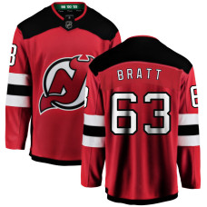 Men's New Jersey Devils Bratt,Jesper - 63 Red Home Breakaway Authentic Jersey